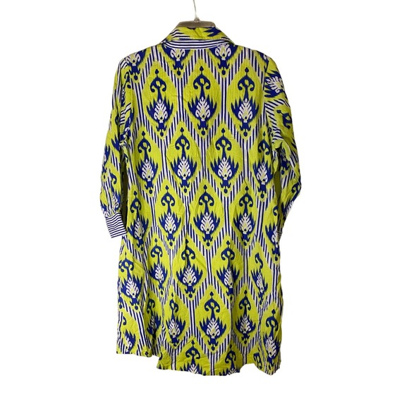 Gretchen Scott‎ • Batik Aztec Bright Blue Green White Tunic Shirt Dress, large - Picture 6 of 10